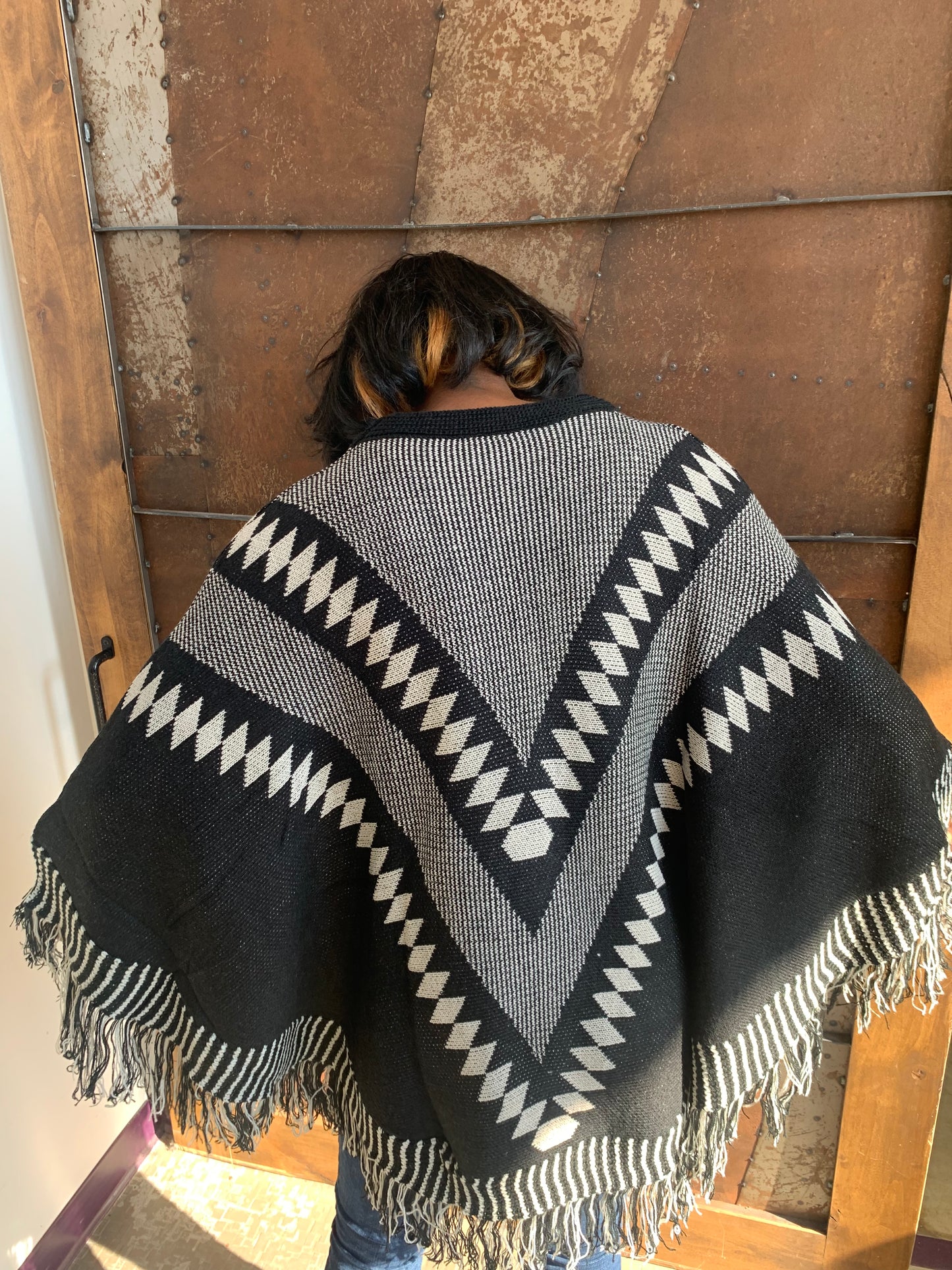 Crewneck Fringe Poncho